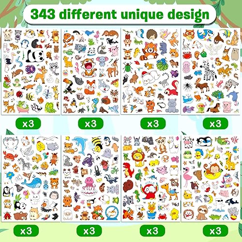 Miniatura 5 de Calcomanías de animales, 999 unidades, calcomanías coloridas impermeables para regalo de fiesta, botella de agua, álbum de recortes, laptop,