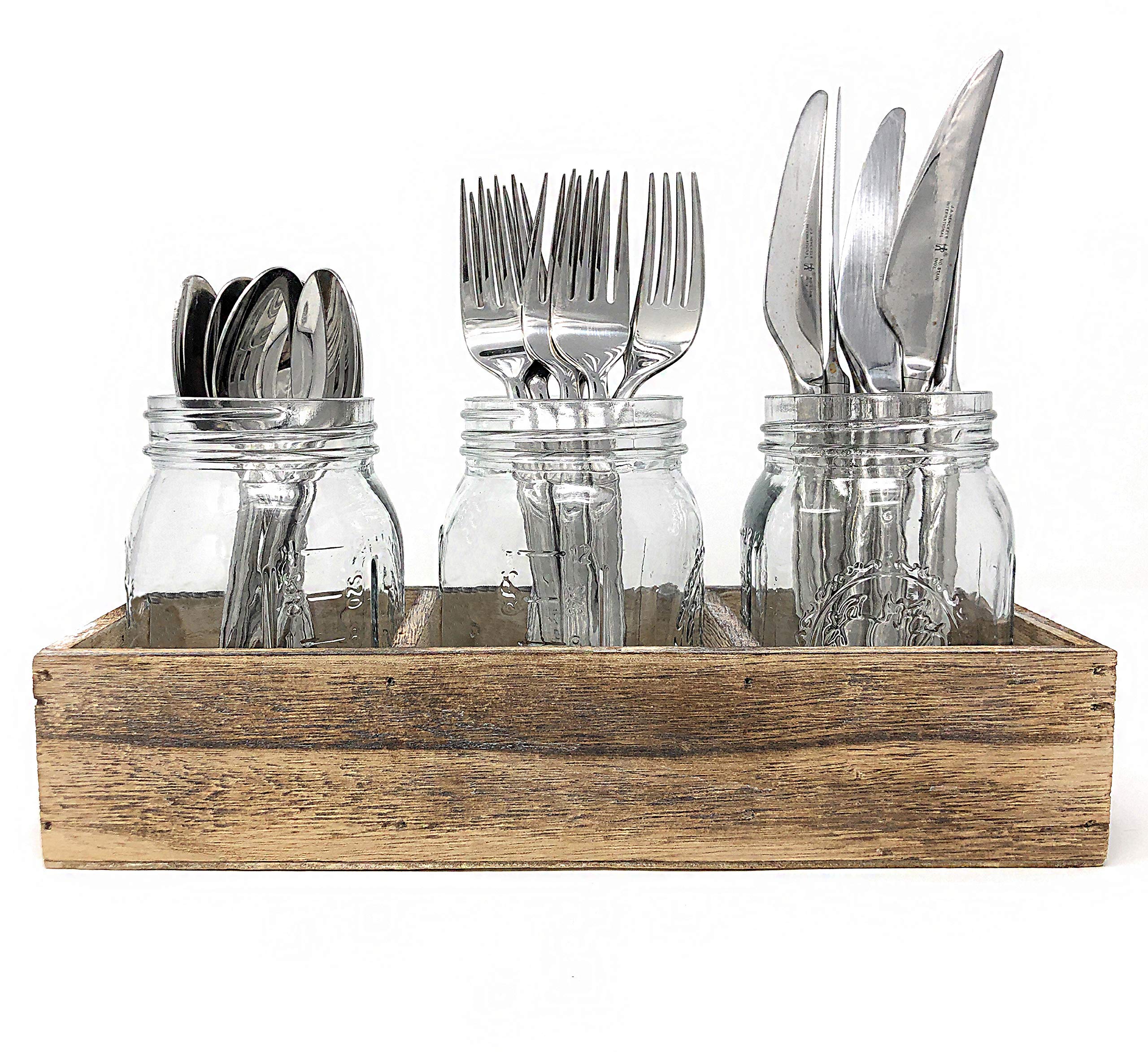 Buy Mason Jar Glass Utensil Holder Flatware Caddy Silverware Organizer