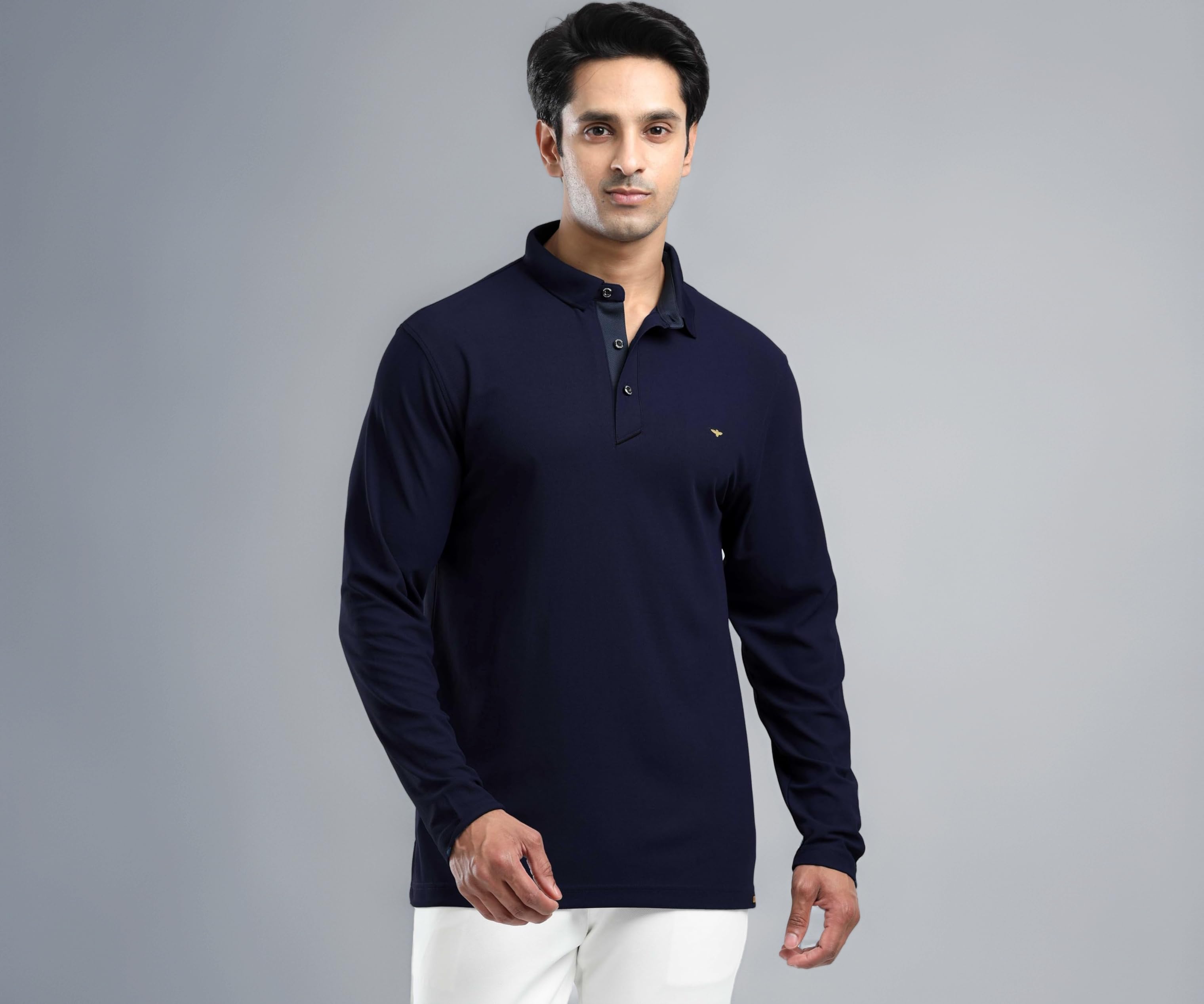 Men's Full Sleeve Polo T-Shirt | Feather Touch Feel | Odour Resistant | Wrinkle Free | Quick Dry | Stretchable | Lightweight | Anti-Static | UV Resistance | Anti-Microbial