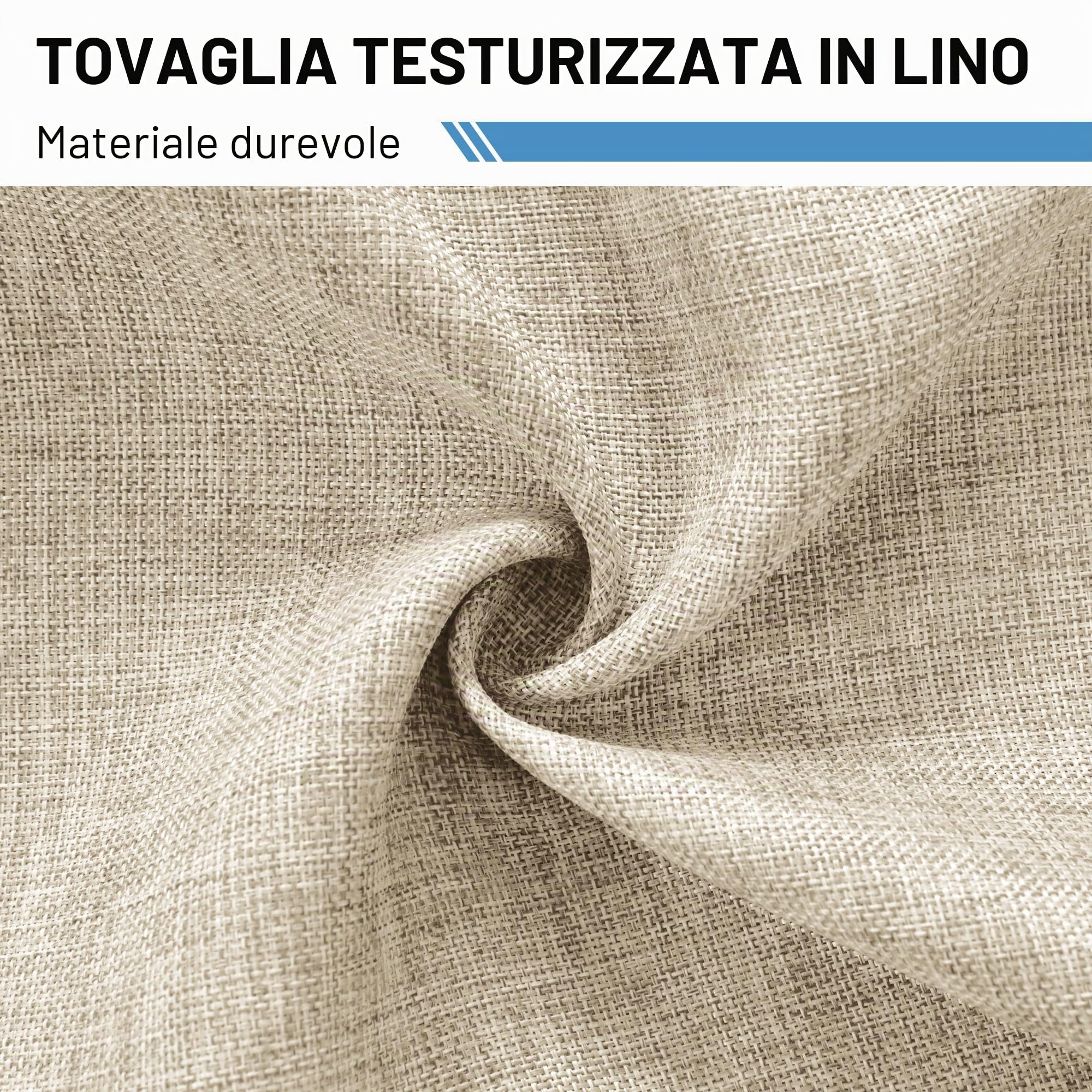 DWCN Tovaglia Antimacchia 160x320cm Rettangolare in Finto Lino Lavabile Impermeabile per Protezione Moderna Interno Tavolo, Giardino Esterno, Sala da Pranzo, Feste Matrimoni, Natalizia, Lino Beige