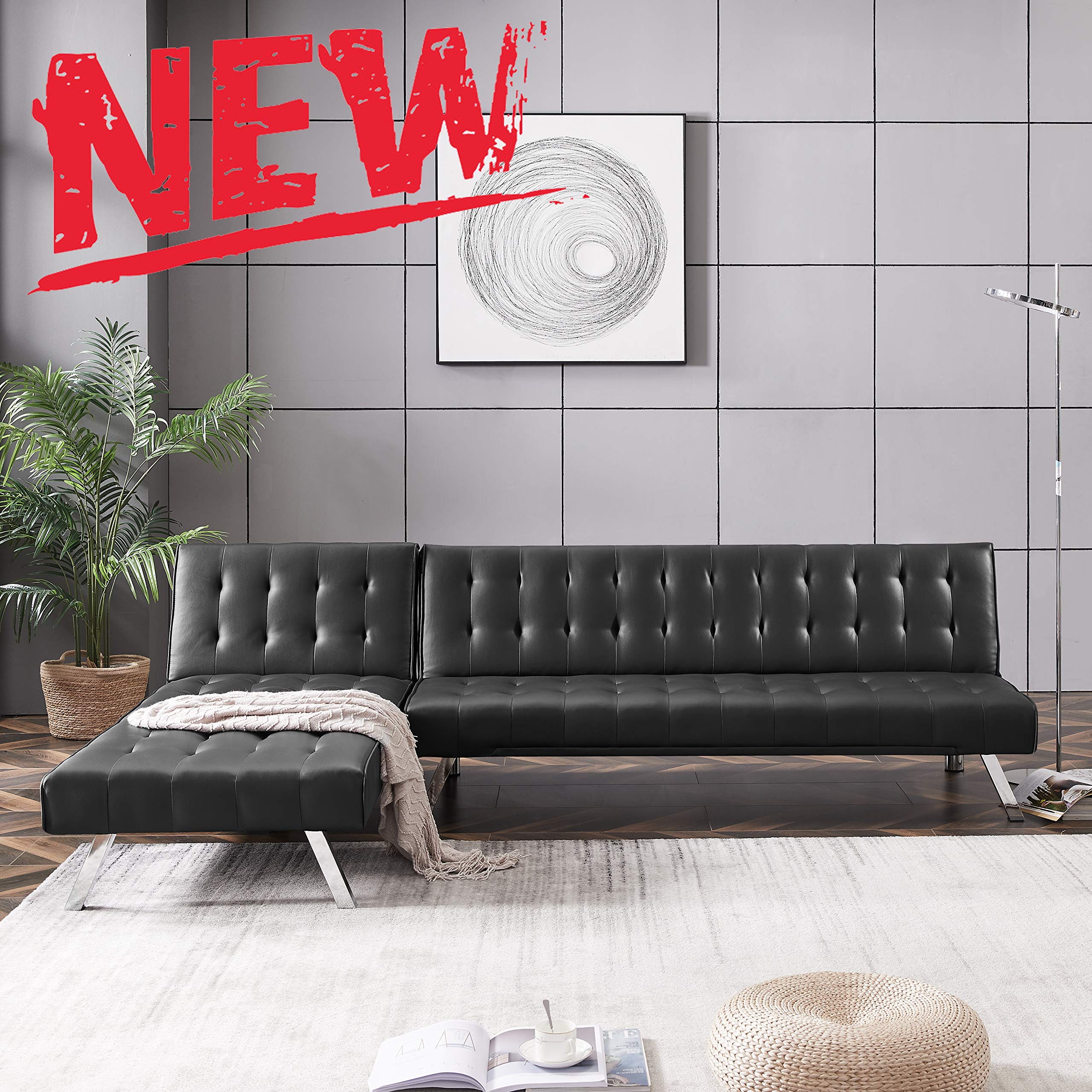 Buy Knocbel Modern Faux Leather Convertible er Sofa Bed, LShaped