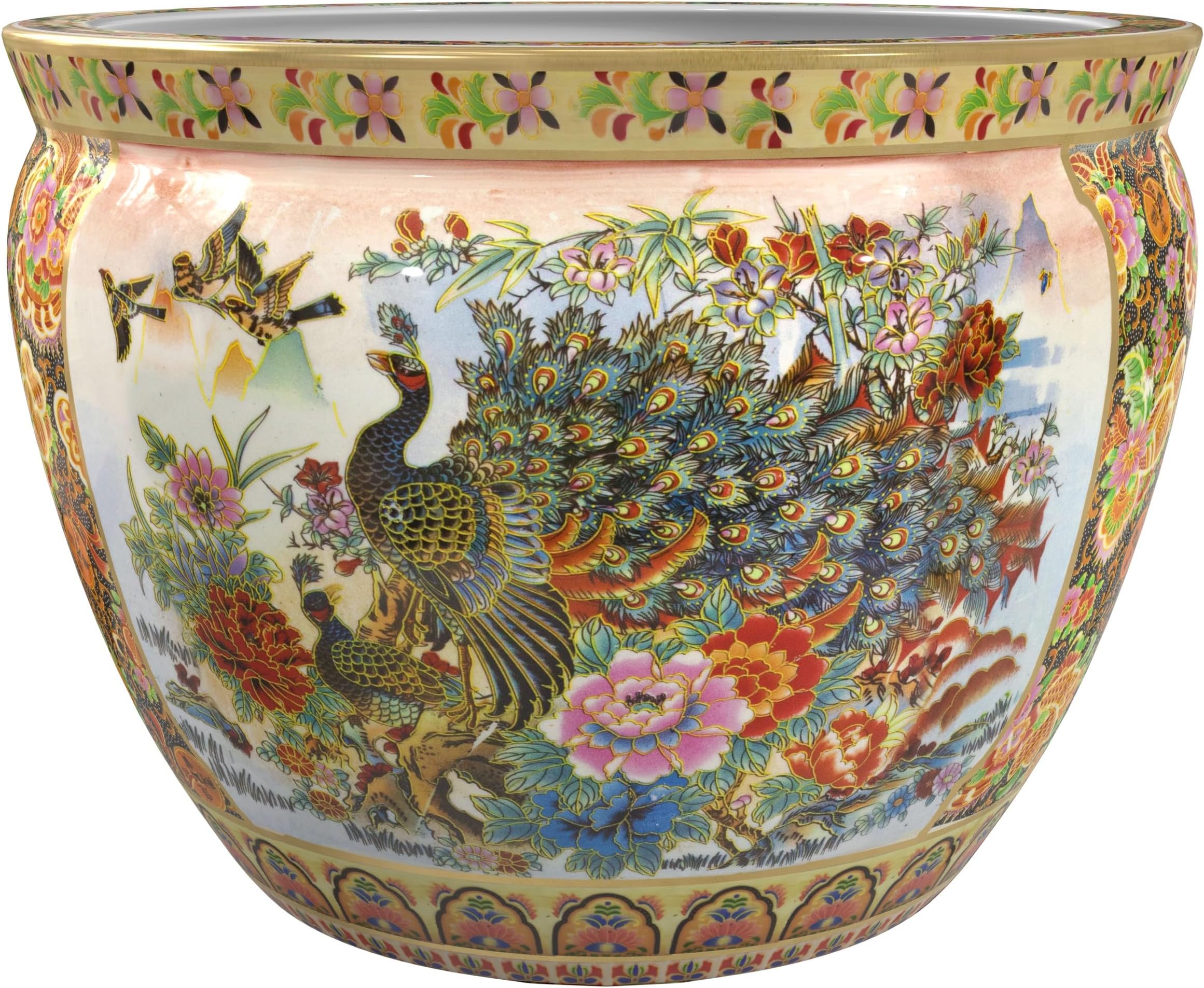 14" Satsuma Porcelain Fishbowl Planter
