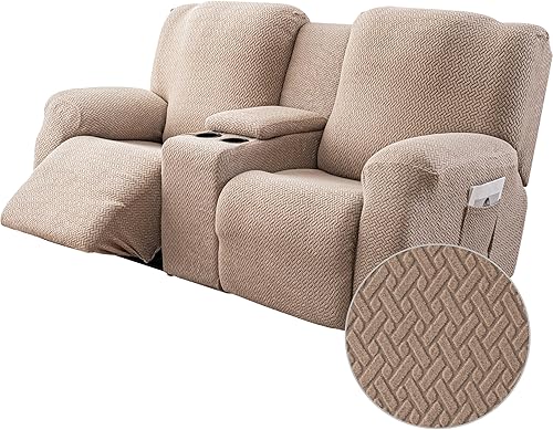 Miniatura 28 de Genina Funda para Silla Reclinable, Fundas Elásticas para Sillas Reclinables, Fundas para Sofá Reclinable de Rayas de Jacquard, Fundas Protectoras