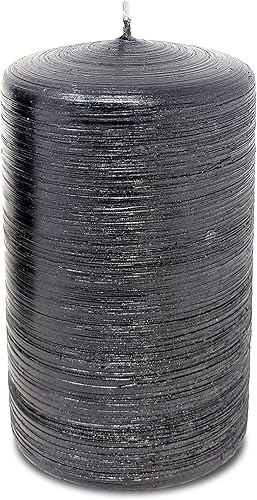 Miniatura 7 de Hyoola Velas de pilar metálicas cepilladas, paquete de 6, velas de pilar negras, velas decorativas de pilar fabricadas en Europa, 2.4 x 4 pulgadas