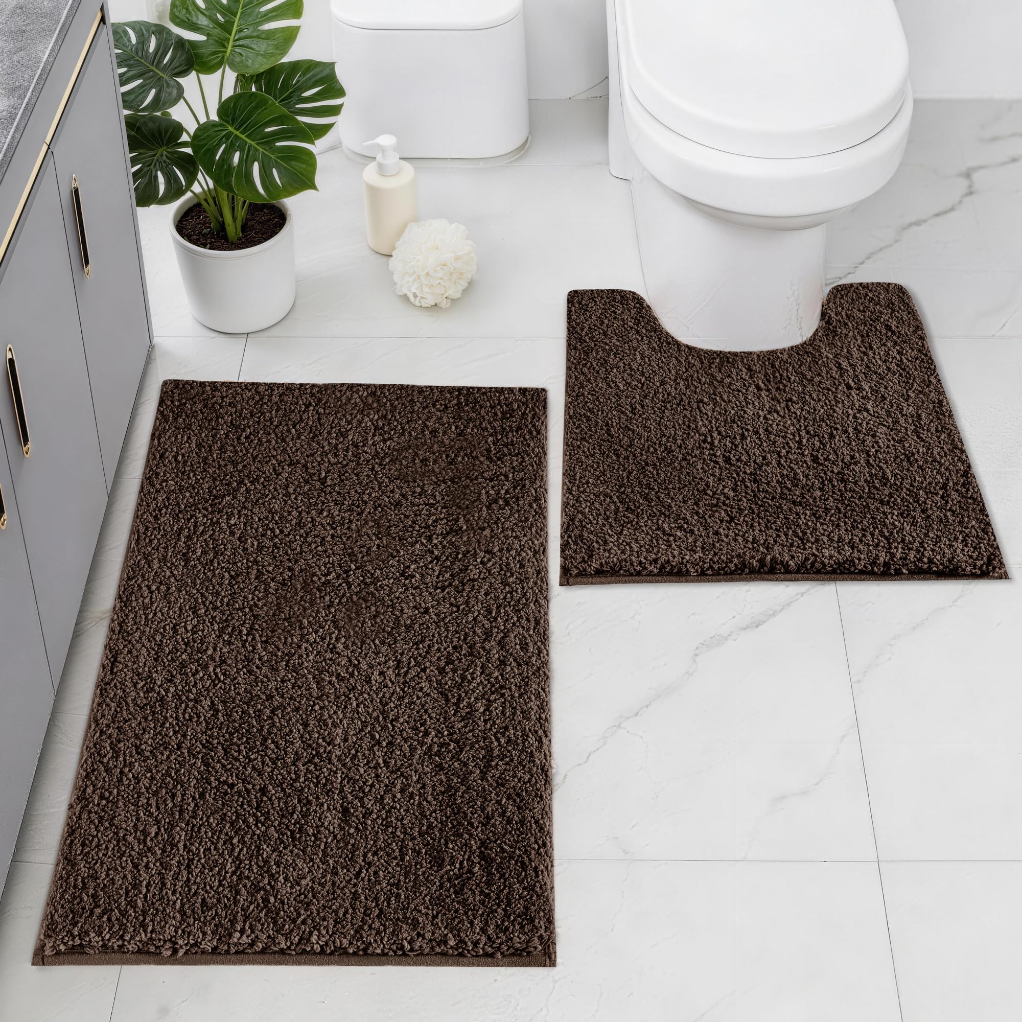 Baahrnom Microfibre Bath Mat Set, Non Slip Bathroom Mat Set 2 Piece โ image 1