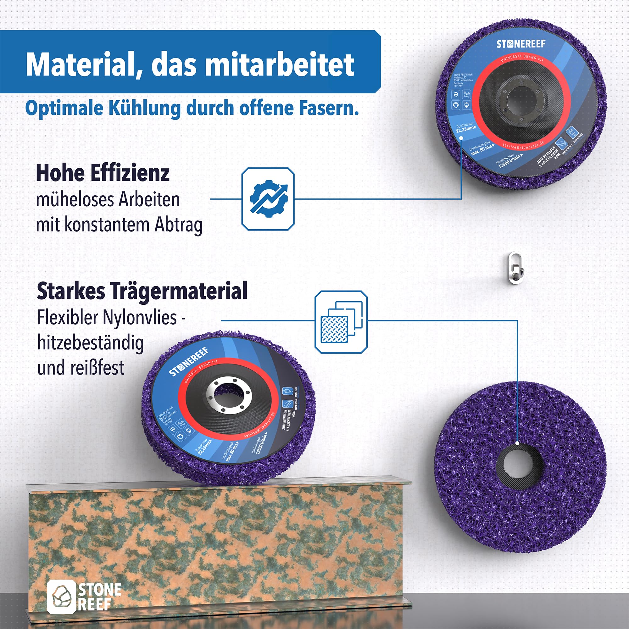 Reinigungsscheibe 5er-Set [125x2,0x22,23mm] CSD Winkelschleifer Reinigungsscheibe - Schruppscheiben zum Reinigen, Rostentferner Scheibe, Grobreinigungsscheibe, Metall Schleifer & Autoarbeiten