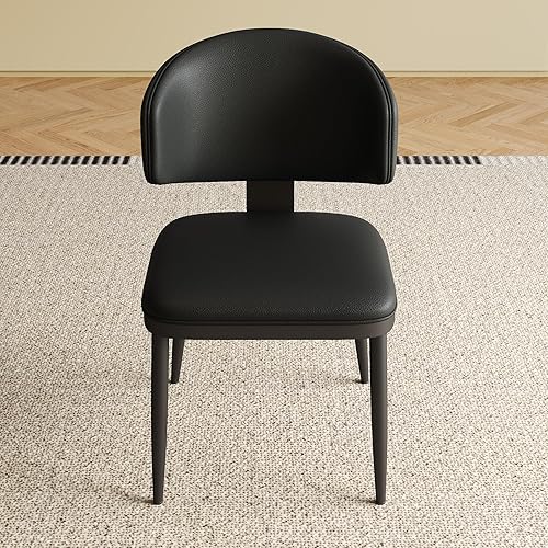 Vista 107 de Juego de 2 sillas de comedor, modernas patas doradas de piel sintética para comedor, cocina, comedor (beige)