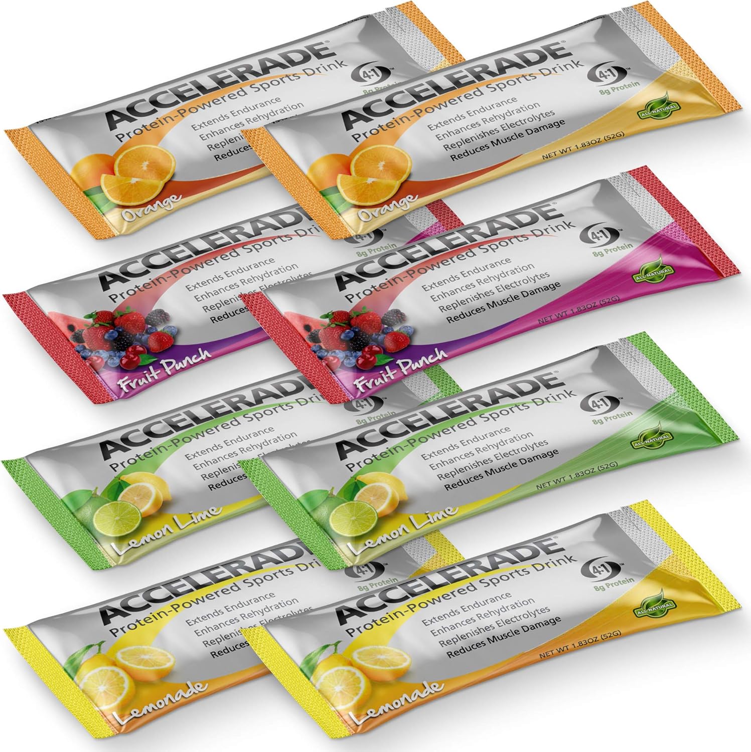 PacificHealth Accelerade, All Natural Sport Drink w/Protein, Carbs, and Electrolytes for Superior Energy Replenishment (8pcs - Single Serve Variety Pack) : Health & Household