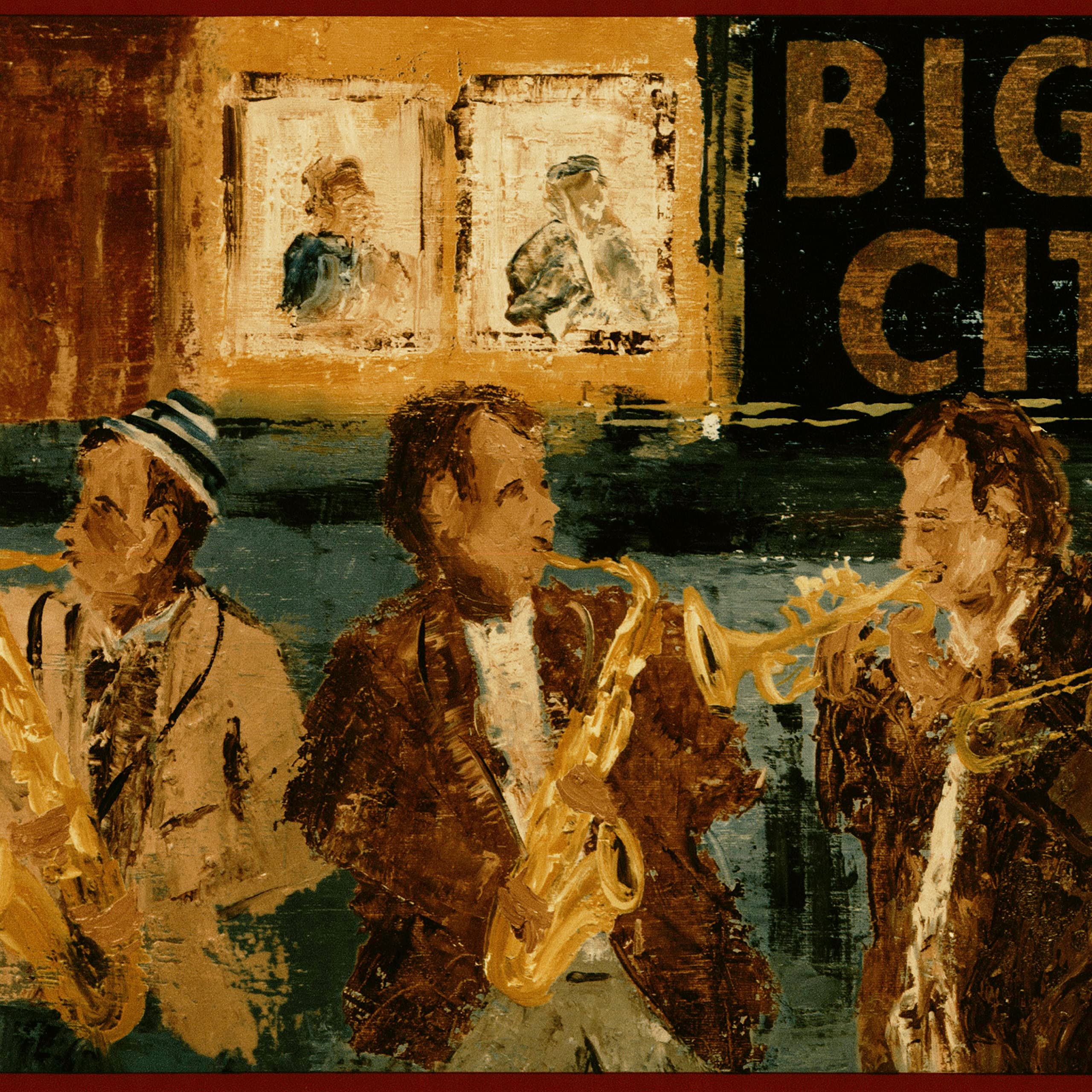 Frise de papier peint vintage Big City Jazz Band Concord Wallcoverings TG2231B