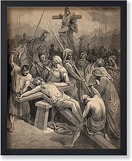 Poster Master Vintage Jesus Poster - Retro Crucifixion Print - Jesus Christ Art - Bible Art - Gift for Men & Women - Religious Christian Decor for Bedroom, Church or Chapel - 11x14 UNFRAMED Wall Art