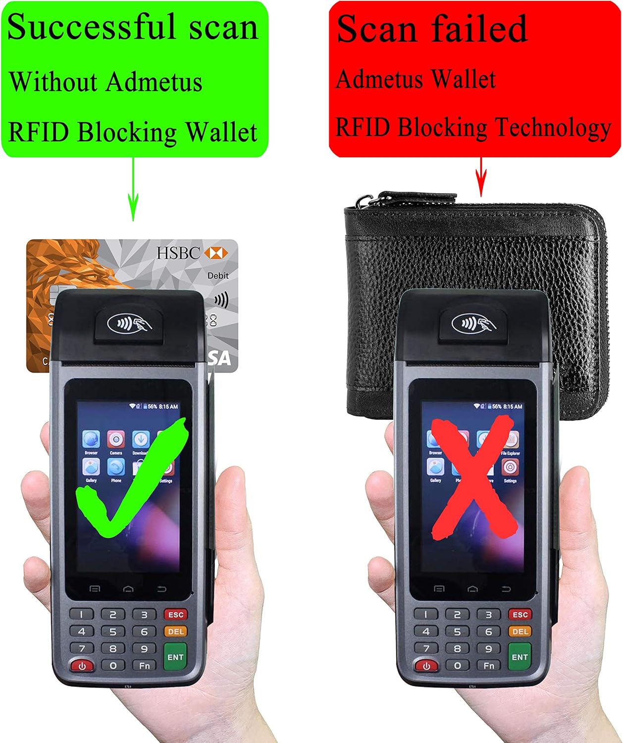 Admetus Mens RFID Blocking Wallets Zipper Leather Wallet for Men Bifold RFID Card Holder - Image 6