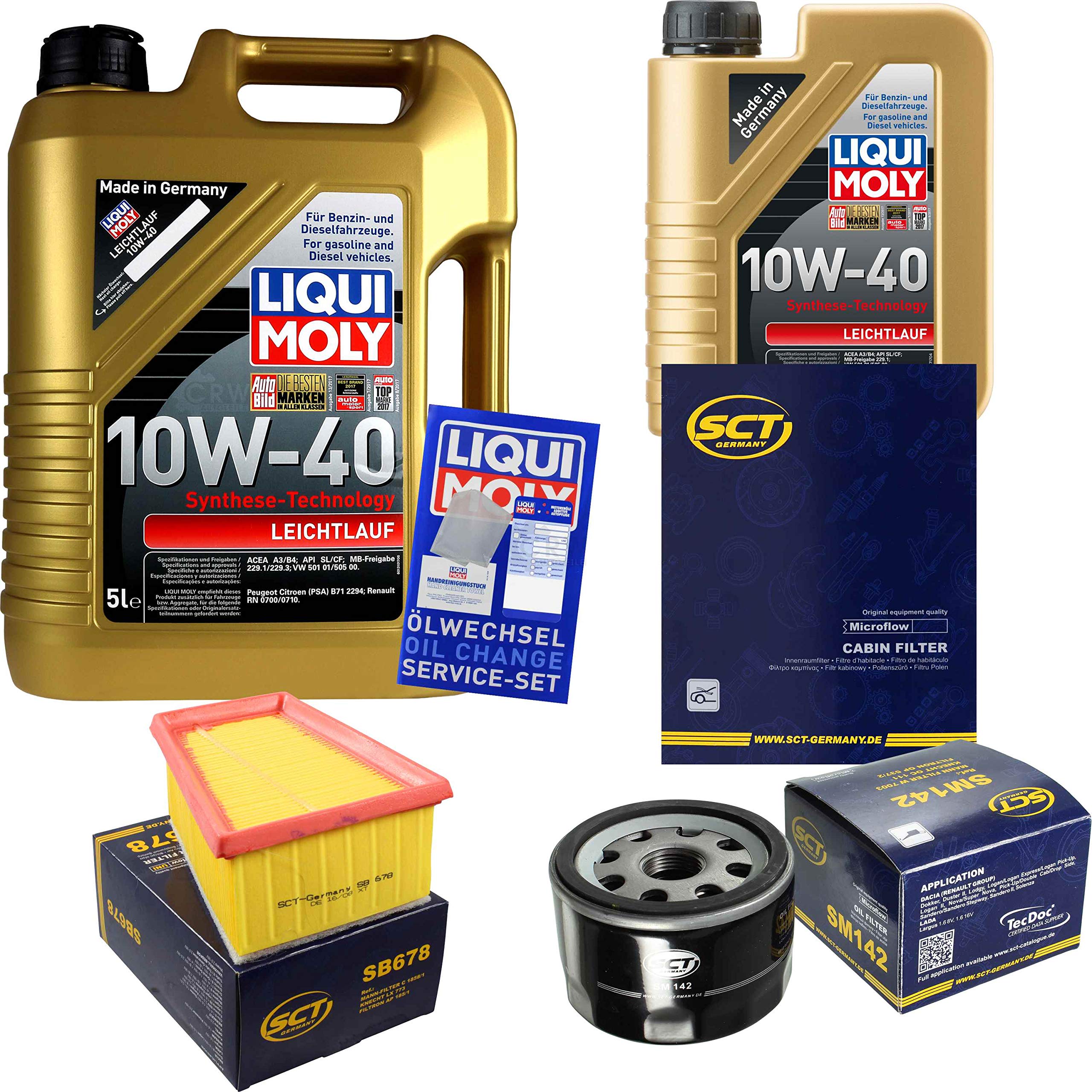 Set di filtri, 6 litri, olio motore scorrevole, 10W-40 SCT Germany