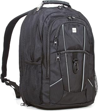 Dejuno Dejuno Commuter Backpack Checkpoint-friendly 15.6" Laptop Pocket - Black Laptop Backpack, Black