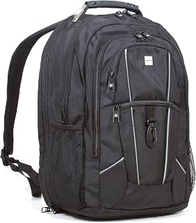 Dejuno Commuter Backpack Checkpoint-friendly 15.6" Laptop Pocket - Black Laptop Backpack, Black