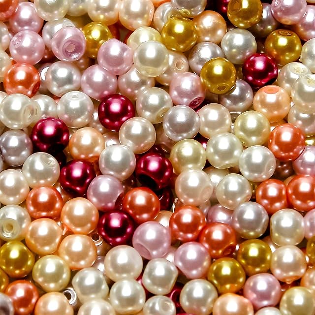TOAOB 500pcs Glass Pearls Multicoloured Round Loose Imitation Pearl Beads 6mm for Jewelry Making Crafts Decoration