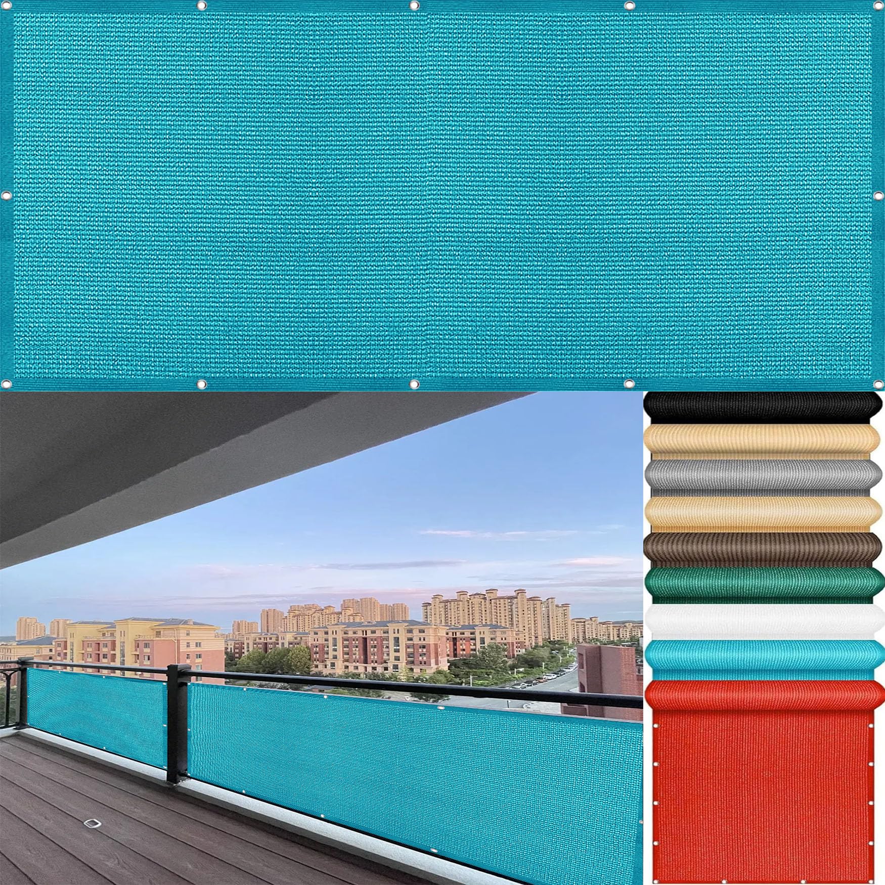Balkonbekleding 53 x 220 cm HDPE Licht Transparant, Ademend, Zonwering, Wind- en Uv-Bescherming, Inkijkbescherming Tuinhek met Kabelbinders Voor Tuin, Patio, Schutting, Grijs