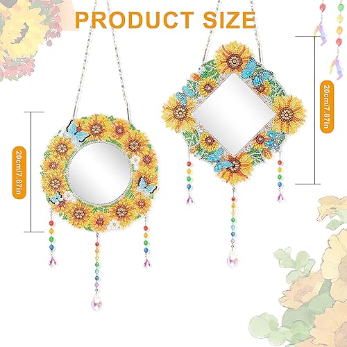 Miniatura 6 de Espejo de maquillaje de diamante de girasol, 2 piezas, con forma especial de cristal, atrapasoles para principiantes, manualidades, regalos,