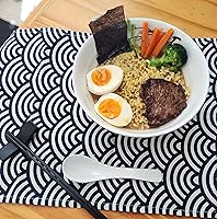 Vista 7 de Juego de 4 tazones de ramen, 12 piezas Pho, sopa japonesa asiática gris y blanca. Utensilio: cucharas y palillos. Melamina. Fideos grandes de 37