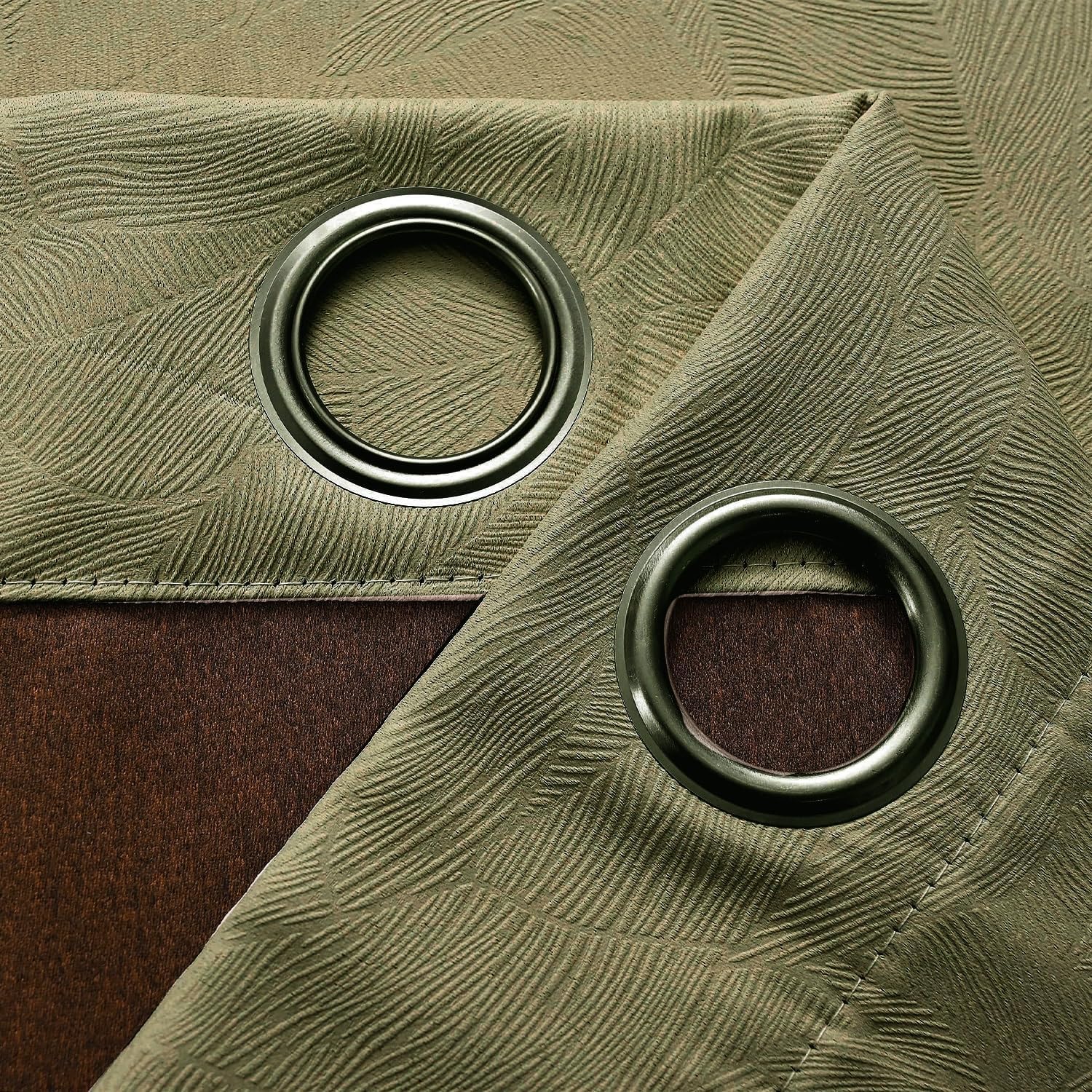 Dark Green 86x53 inch (218x134cm) Blackout Embossed Curtains | Thermal Insulated | Room Darkening | Noise Reducing | UV Protection Window Drapes | Home & Office Décor Set of 2 Panel