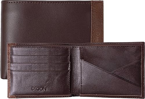 DEGON Billeteras de cuero para hombre con patrón plegable y duradero, de grano completo, color negro, con caja de regalo, múltiples compartimentos