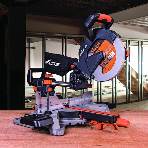 Miniatura 2 de Evolution Power Tools R255SMS - Sierra ingletadora deslizante de 10 pulgadas, multimaterial, multiusos, corta metal, plástico, madera y más