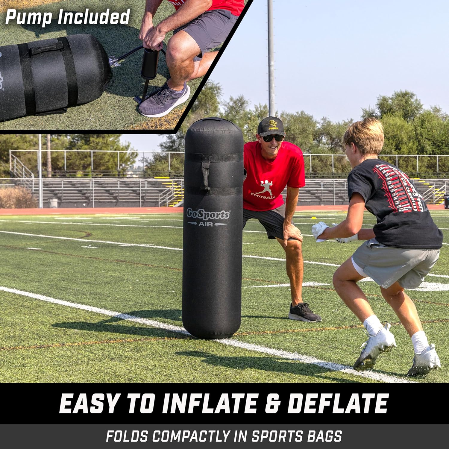GoSports Inflatable Football Tackling Dummy - Blocking Pad Training Equipment for Football Practice - 4.25 ft Tall