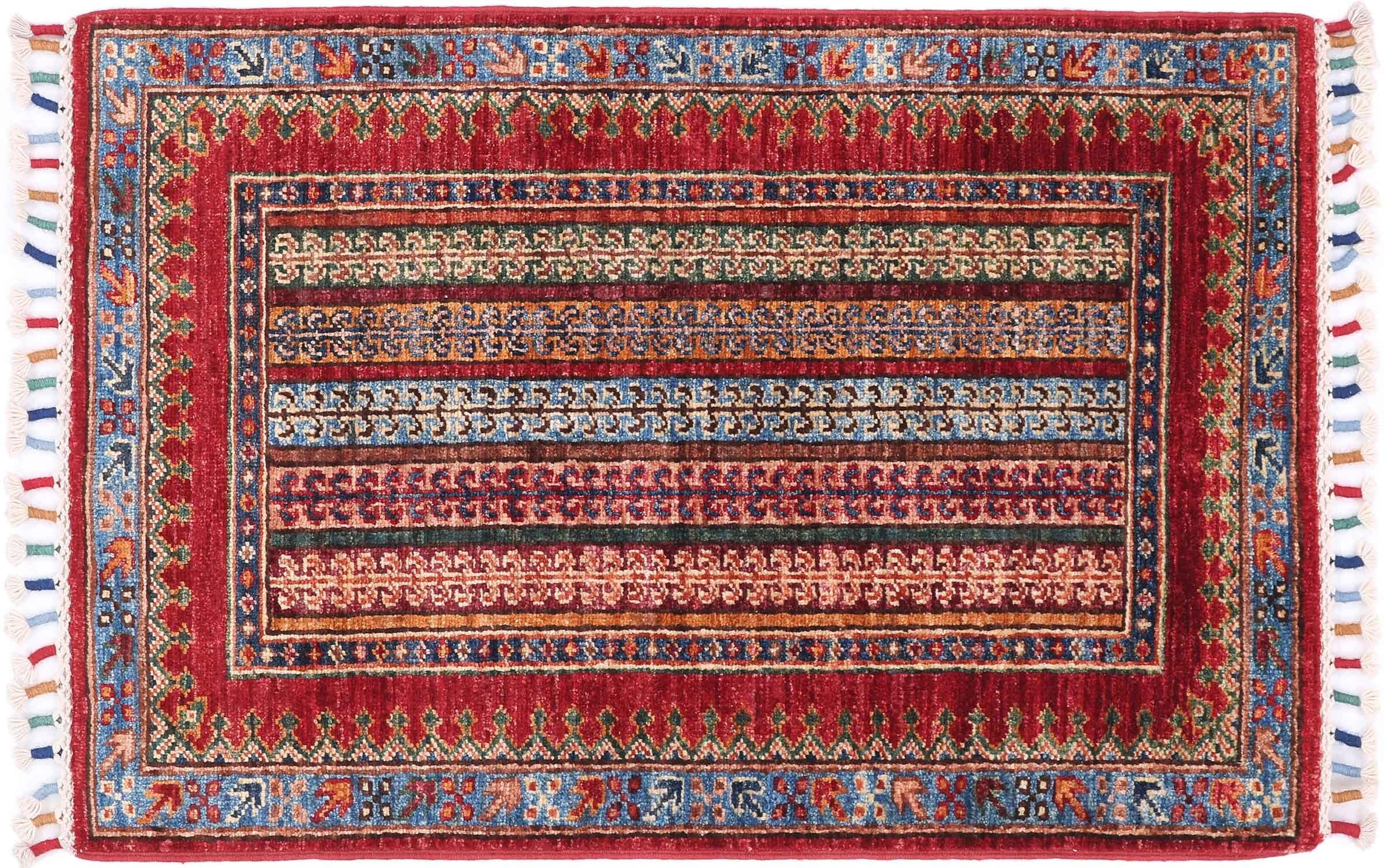 Tapis afghan Khorjin fait main rouge | L'âme de l'artisanat dans votre foyer