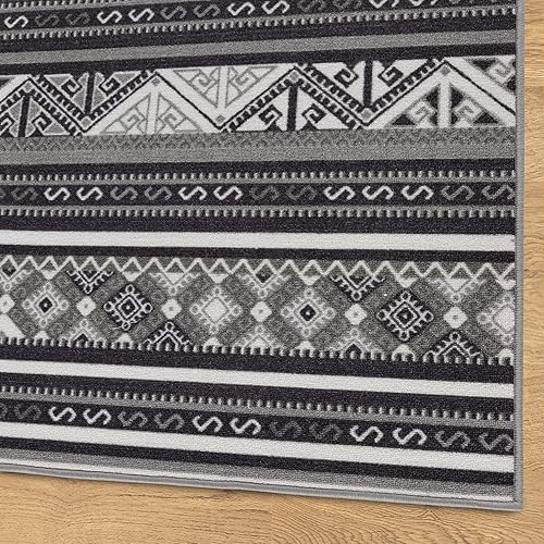 Miniatura 9 de Antep Rugs - Alfombra de área antideslizante con base de goma diseño geométrico marroquí de pelo corto para interiores como cocina sala de estar