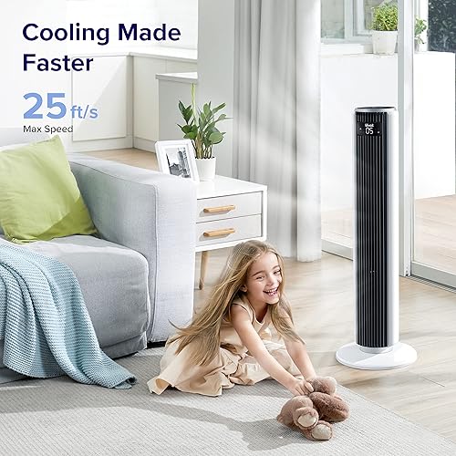 Miniatura 3 de LEVOIT Ventilador de torre para dormitorio, ventilador de enfriamiento de velocidad de 28 dB de 25 piess con control remoto, sin aspas y oscilante