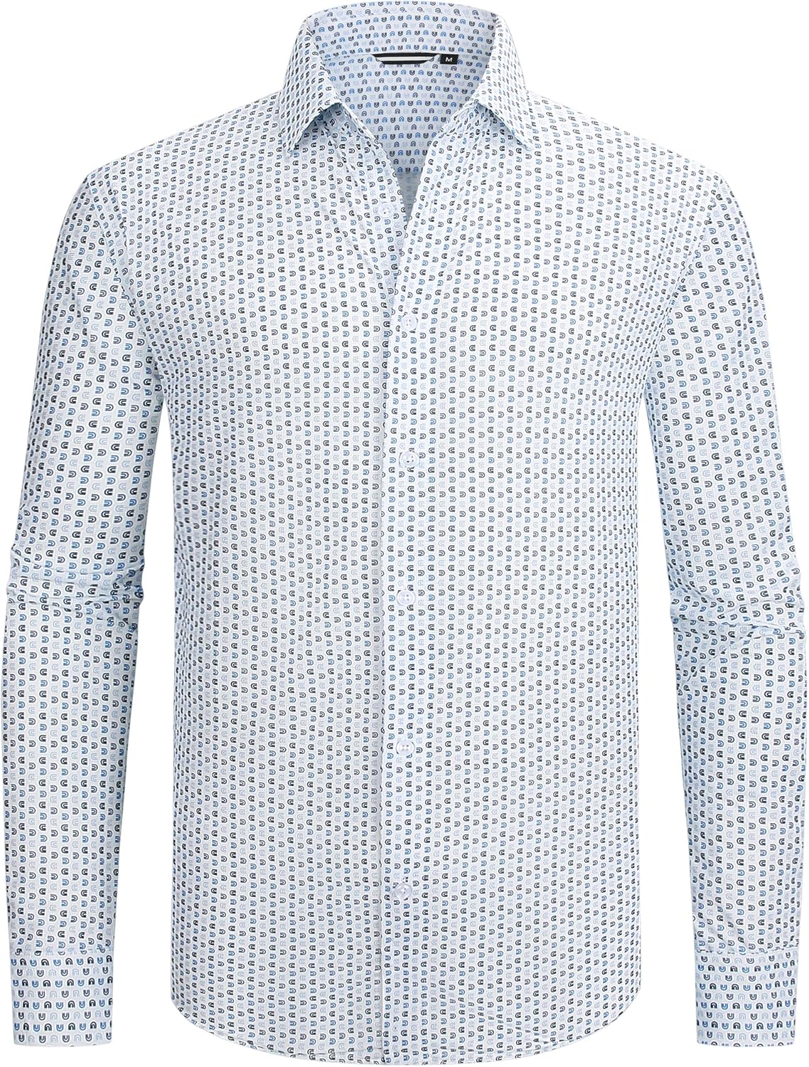 Alex Vando Mens Print Button Down Shirts Breathable Long Sleeve Regular Fit Knit Dress Shirts for Men - Image 3