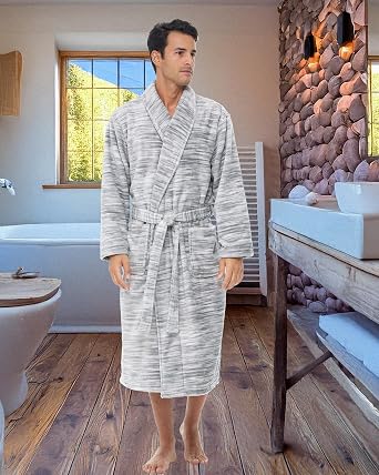 Alexander Del Rossa Mens Robe Plush, Bath Robe for Men, Lightweight Robes, Warm Fleece Bathrobe