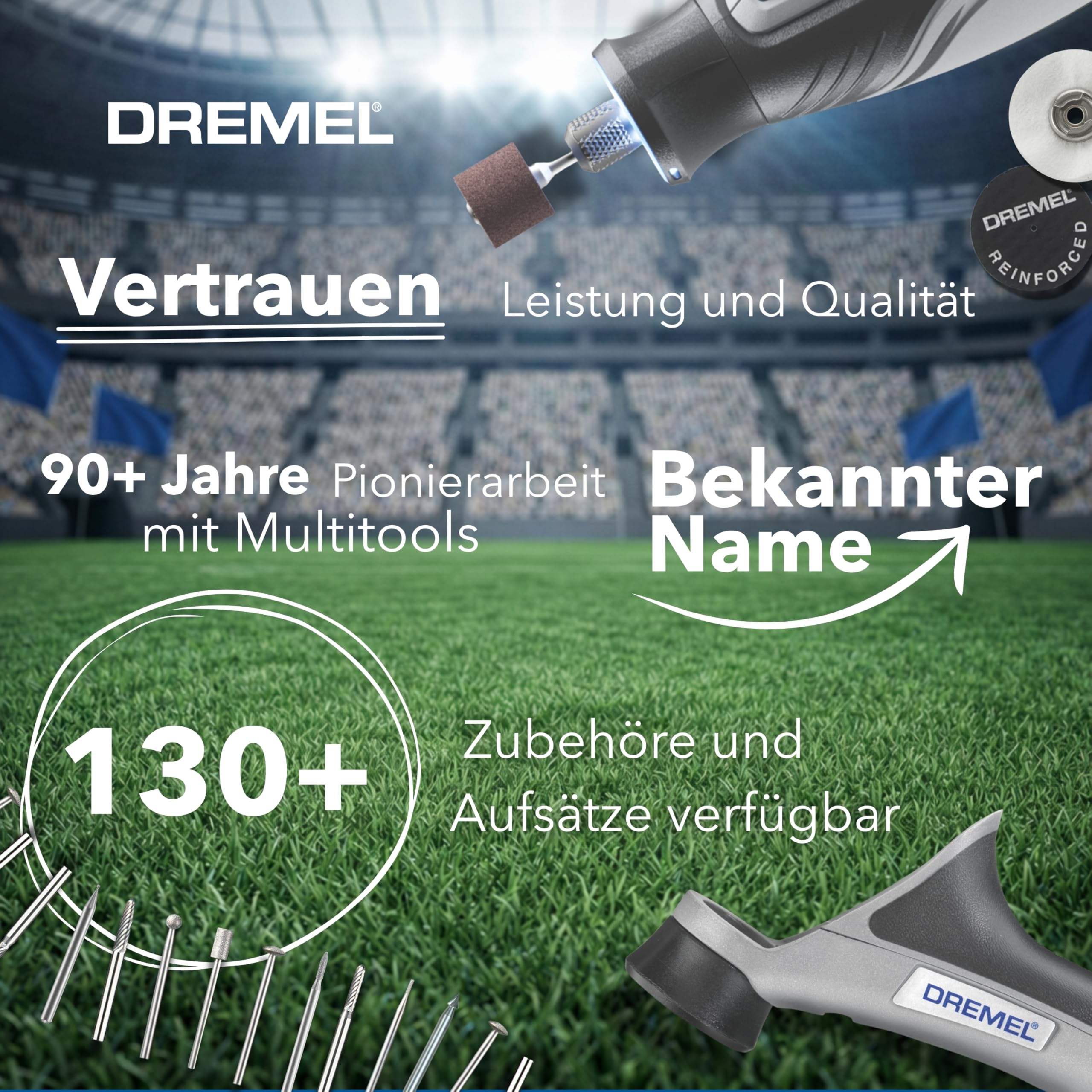 Dremel 3000 Champion Multifunktionswerkzeug mit 130‑W‑Motor bis zu 33.000 U/min inkl 25 Zubehöre, gravierbare Trophäe, Transporttasche, Biegsame Welle zum Trennen, Schnitzen, Schleifen – Sonderedition