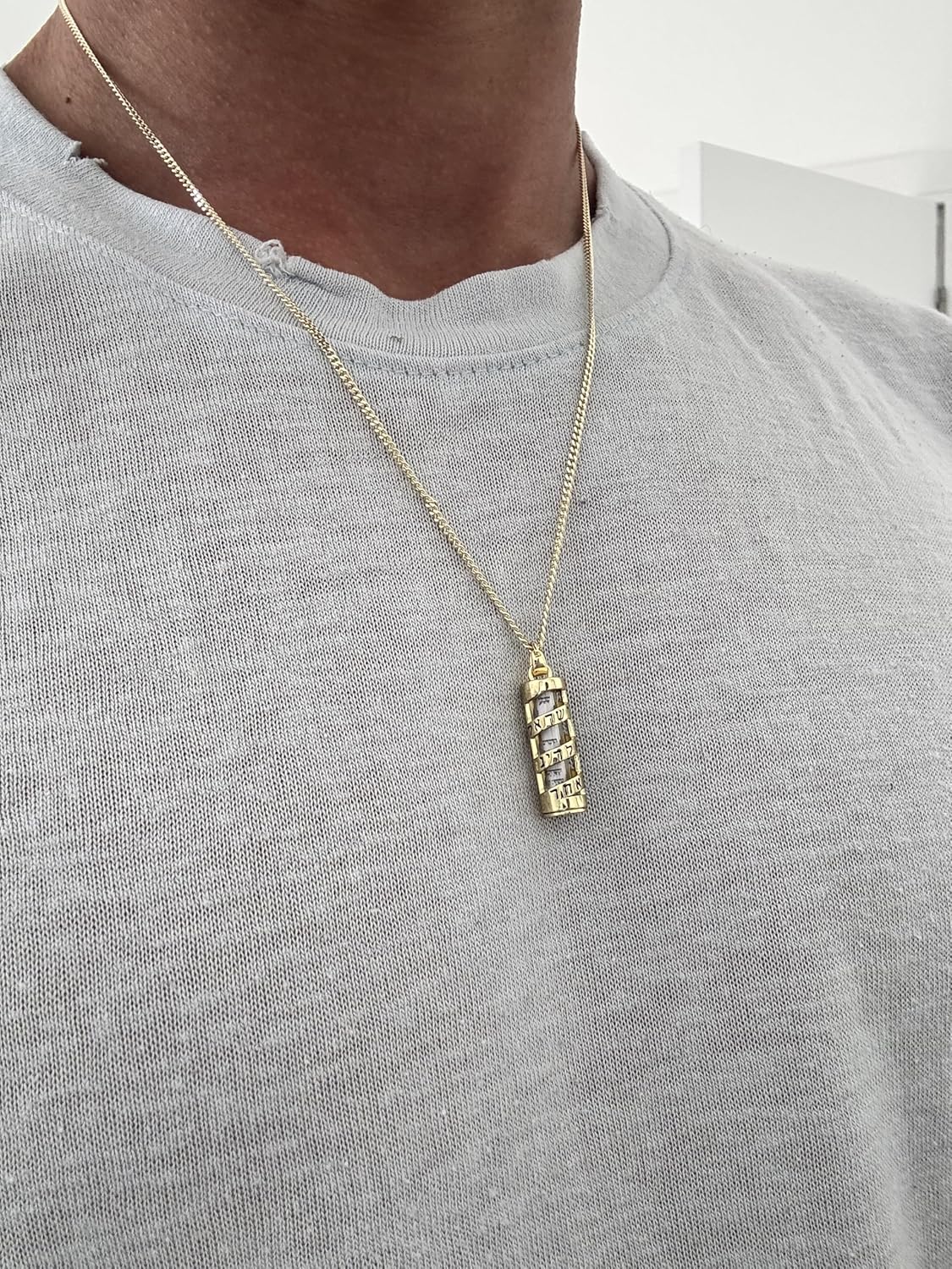 SHEMA ISRAEL 14K Gold Plated Made in Israel Mezuzah Pendent With Scroll Klaff Hashem Star Of David Necklace Jewelry Jewish Israel Blessing - Image 2