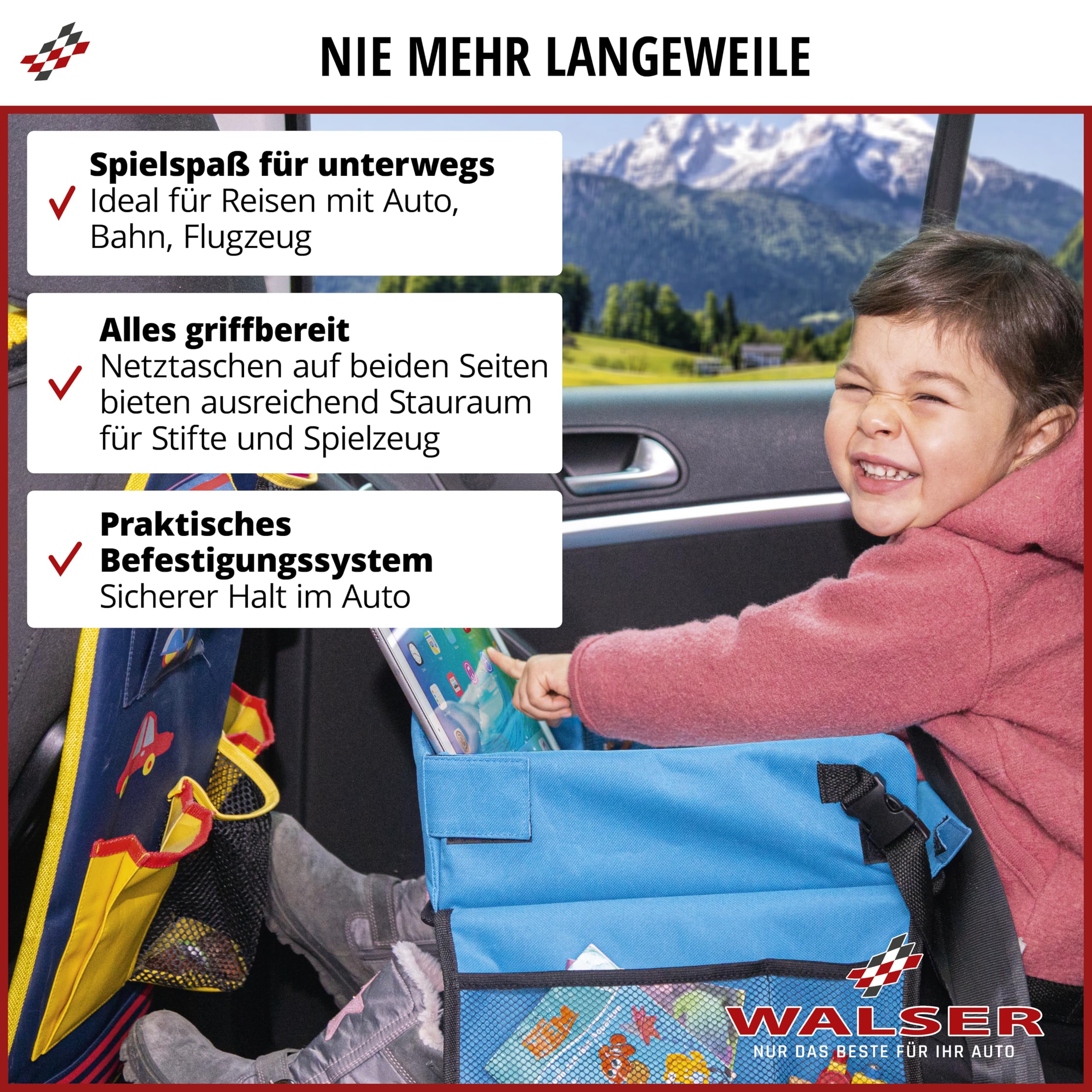 Auto Tisch WALSER Reisetisch Auto Kinder, Autotisch Für Kind, Knietablett Kinder Mal Und Reise Tablett