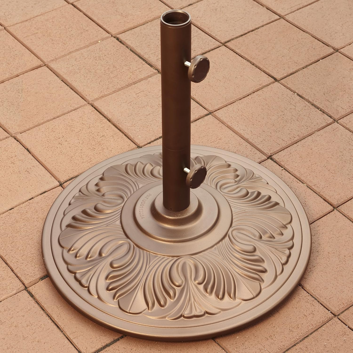 50-lb Art Deco Aluminum Umbrella Base in Bronze
