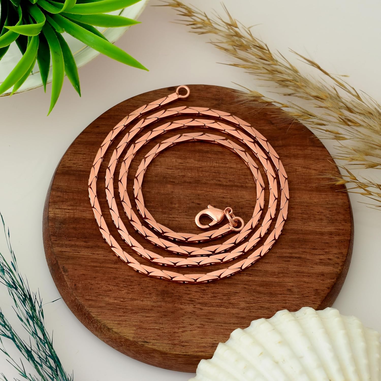 Pure Copper Cuban Chain Necklace for Men & Women | Rose Gold Tone Handmade Jewelry | Wellness & Healing Benefits | Gift for Him or Her on Christmas, Valentine’s Day & Birthdays