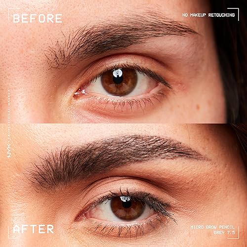 Miniatura 3 de NYX PROFESSIONAL MAKEUP - Micro lápiz para cejas, lápiz para cejas, gris (cabello negro con matices frescos)