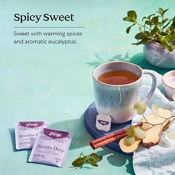 Yogi Breathe Deep Tea, 16 Tea Bags (4 Pack) | Organic Respiratory Blend with Licorice Root, Eucalyptus Leaf, Ginger Root and Cinnamon Bark for Support