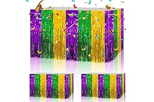 2PCS Mardi Gras Fringe Table Skirts for Rectangle Round Tables