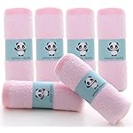 HIPHOP PANDA Baby Washcloths, Rayon Made from Bamboo - 2 Layer Ultra Soft Absorbent Newborn Bath Face Towel - Reusable Baby Wipes for Delicate Skin - Pink, 6 Pack