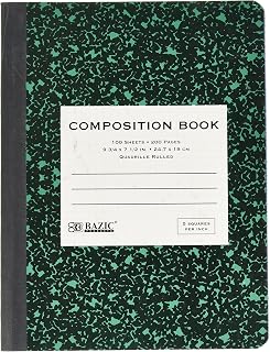 BAZIC 100 Ct. 5-1" Quad-Ruled Marble Composition Book, 5052