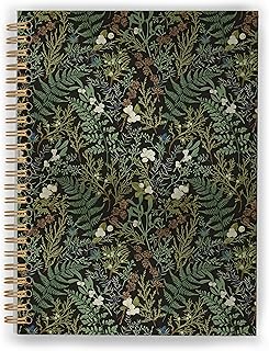 Dark Green Botanical Notebook, Vintage Fern Herb Leaf Floral Journal, Cottagecore Wildflower Plants Journal, Rustic Hardcover Spiral Notebooks, 5.5x8.3 Inch