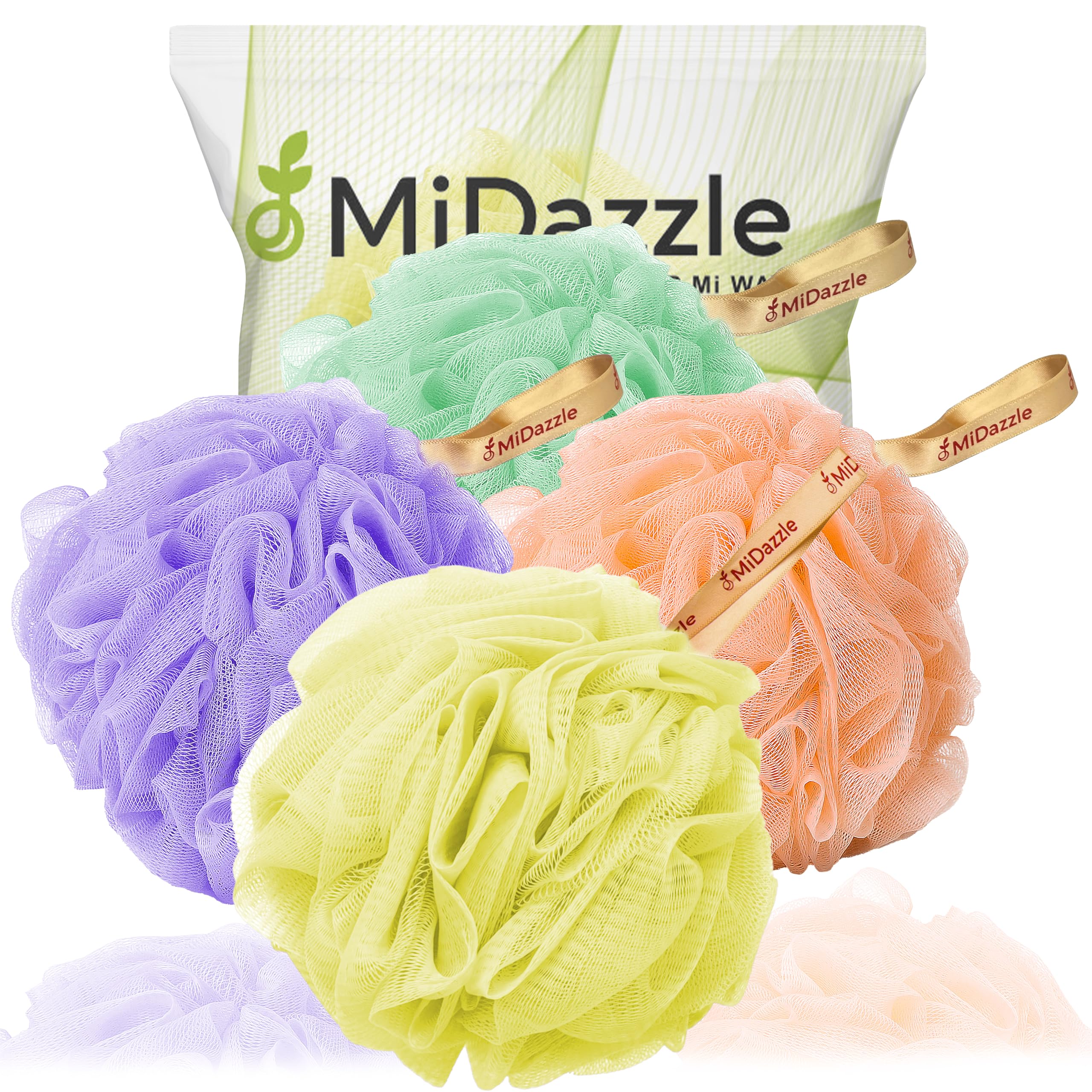 Sponsored Ad - Midazzle Luxury Bathing Loofah Sponge Exfoliator Scrubber for High Lather Cleansing (Pack of 4, Colors may vary)