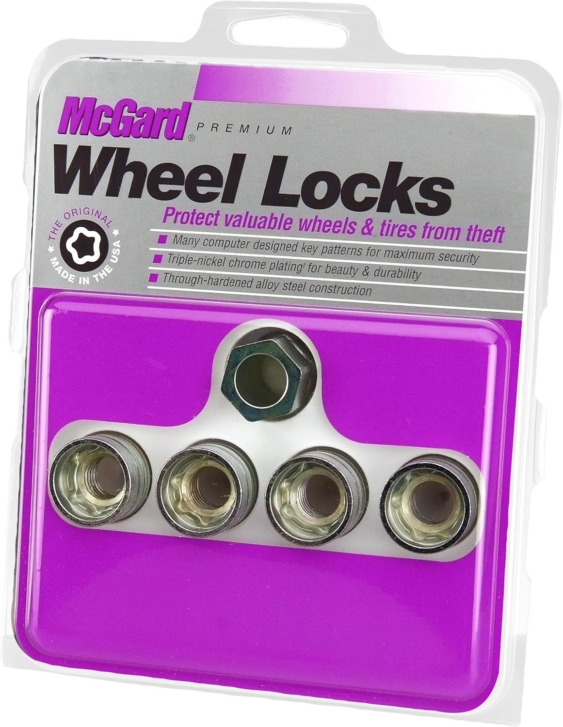 McGard 24024 Cone Seat - Under The Hub Cap Wheel Locks (M14 x 2.0 Thread Size) - Set of 4, Silver