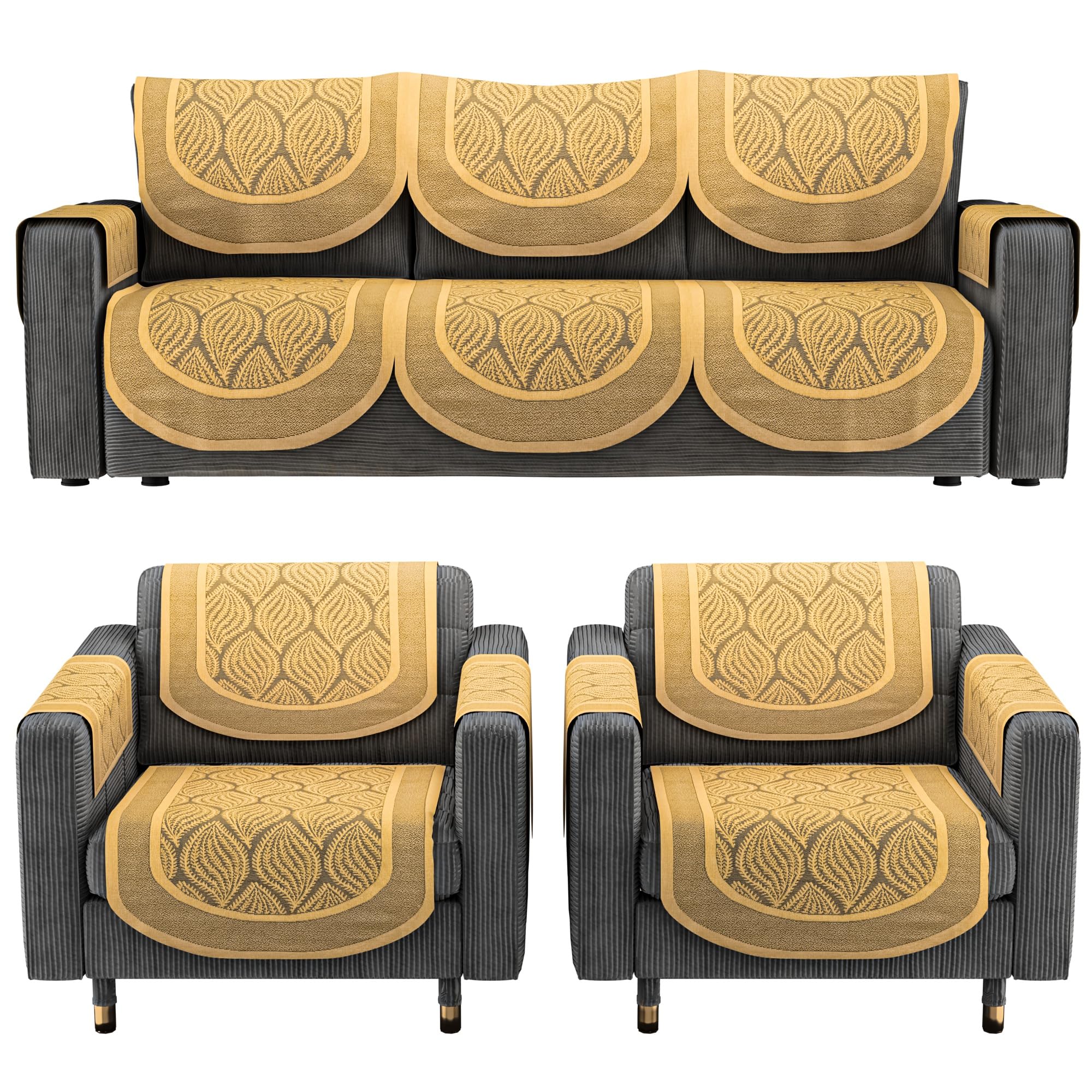 Stylish 5-Seater Sofa Covers - Maroon Cotton -11