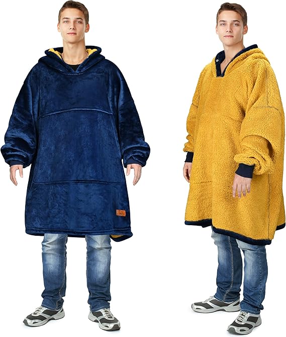 Catalonia Oversized Blanket Hoodie Sweatshirt, Wearable Sherpa Lounging Pullover for Adults Women Men