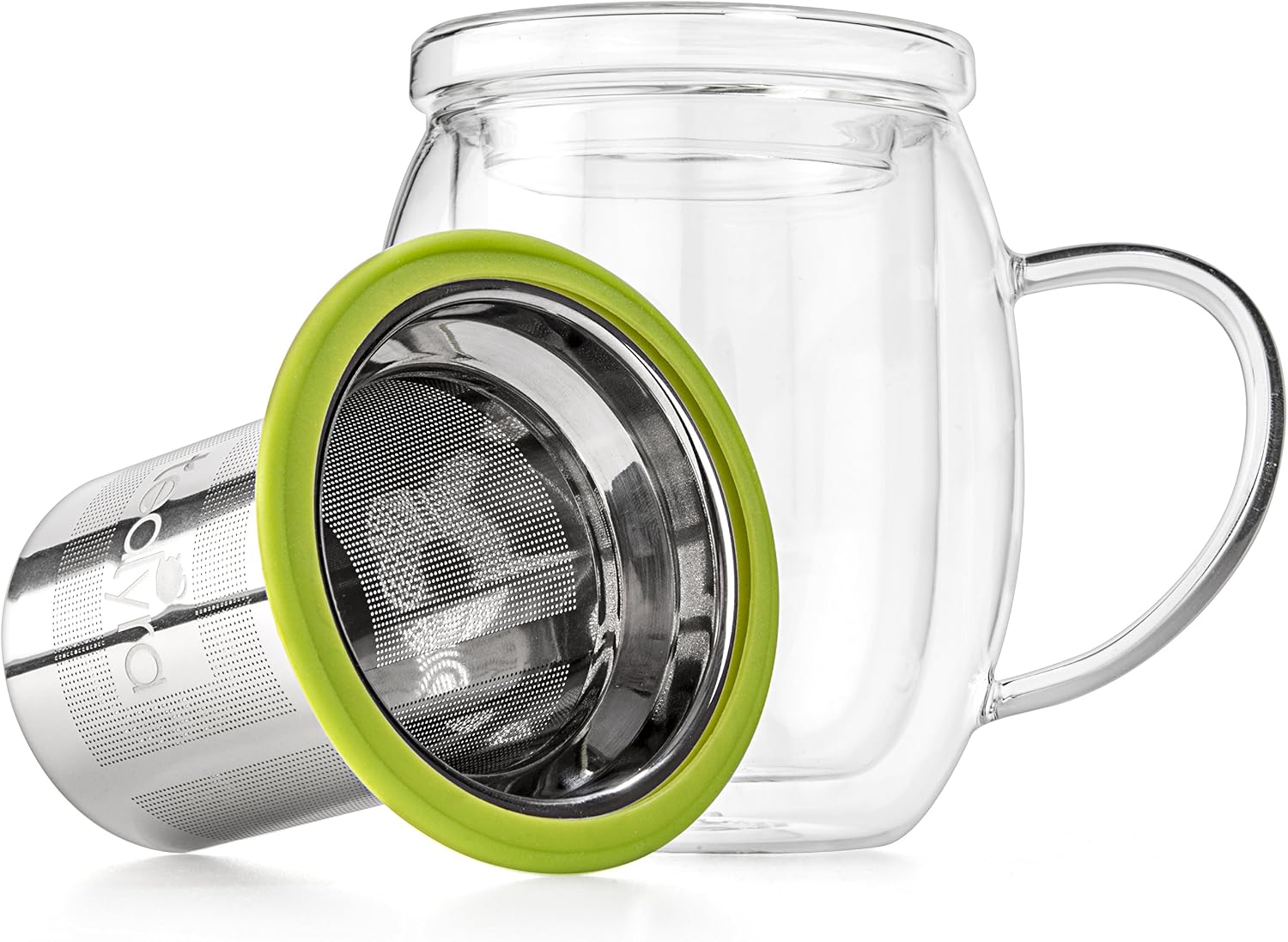 Tealyra - Venus - Tea Infuser Cup - 13.5-ounce - Double Wall Glass Tea Cup with Lid and Stainless Steel Infuser Basket - Perfect Tea Mug for Office and Home Uses for Loose Leaf Tea Steeping - 400ml