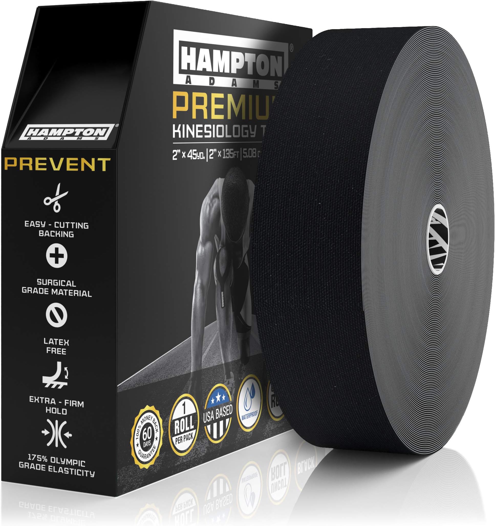 As Seen on Shark Tank | Elastic Kinesiology Tape (Bulk Roll) | 135ft Uncut | Supports & Protects Muscle Wrist Knee Shoulder Back Plantar Fasciitis | Waterproof Hypoallergenic