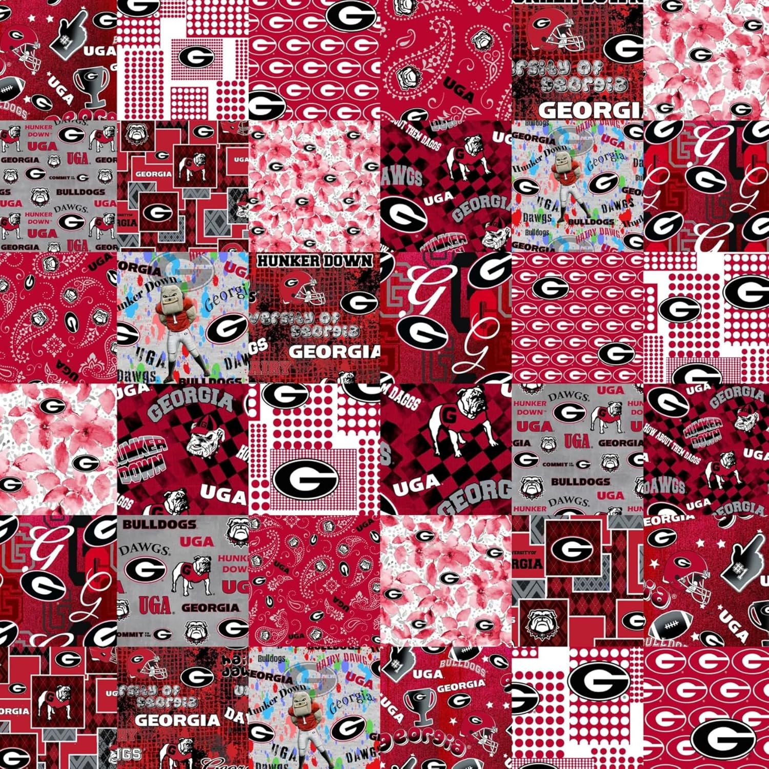 University of Georgia Georgia Bulldogs Fabric – Officially Licensed University of Georgia Cotton Quilting Fabric by Sykel Enterprises, Precut Yardage for Sewing & Crafts Cheater Quilt