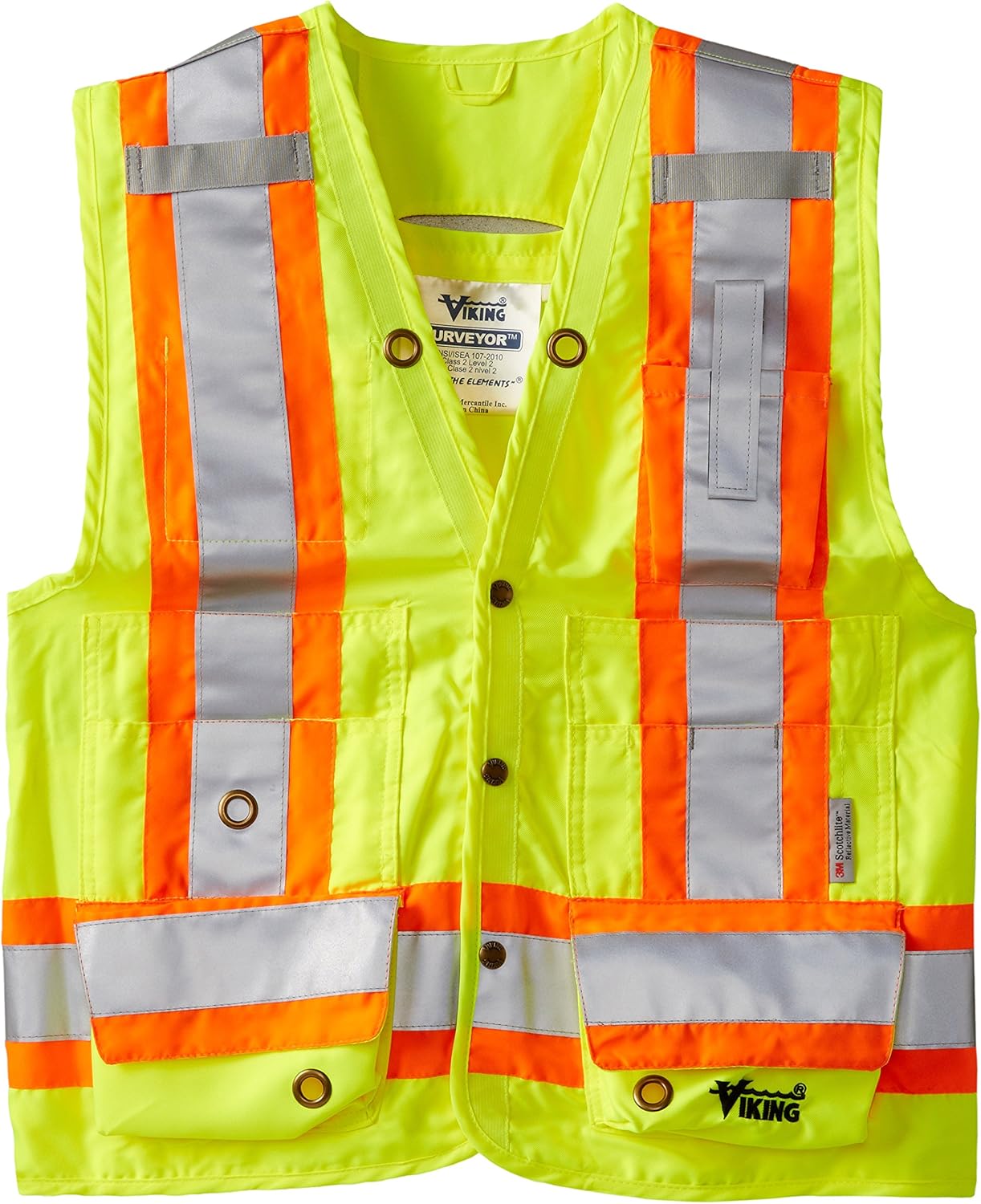 Viking Men's Surveyor Hi-Vis Safety Vest with U Configuration 4" Reflective Tape
